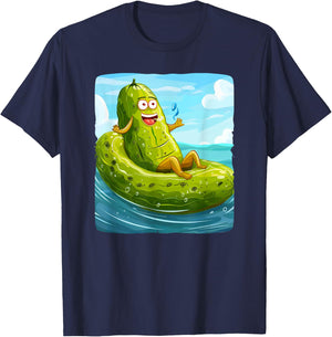 Cool Pickle inflatable pool float Outfit for Summer Vacation Men Women Kids T-Shirt - T-Shirt | Navy