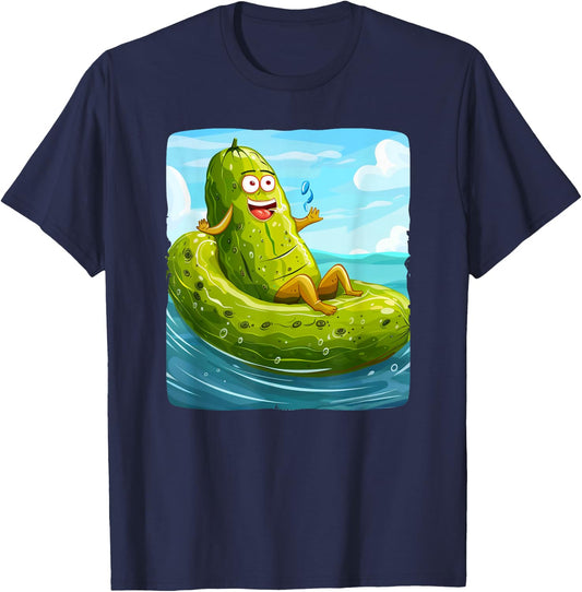 Cool Pickle inflatable pool float Outfit for Summer Vacation Men Women Kids T-Shirt - T-Shirt | Navy