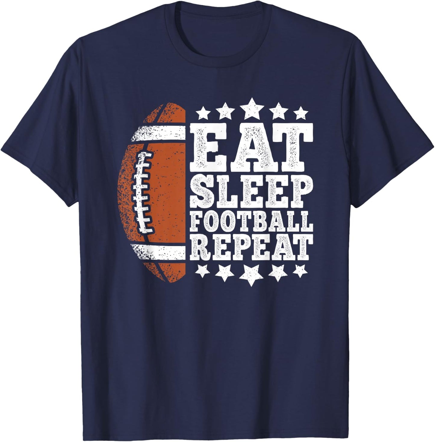 Eat Sleep Football Repeat American Football Men Boys Kids T-Shirt - T-Shirt | Navy