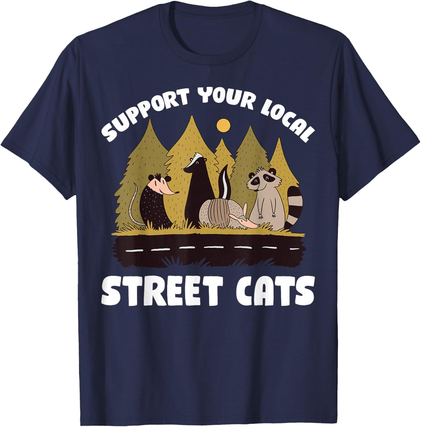 Support Your Local Street Cats Raccoon T-Shirt - T-Shirt | Navy