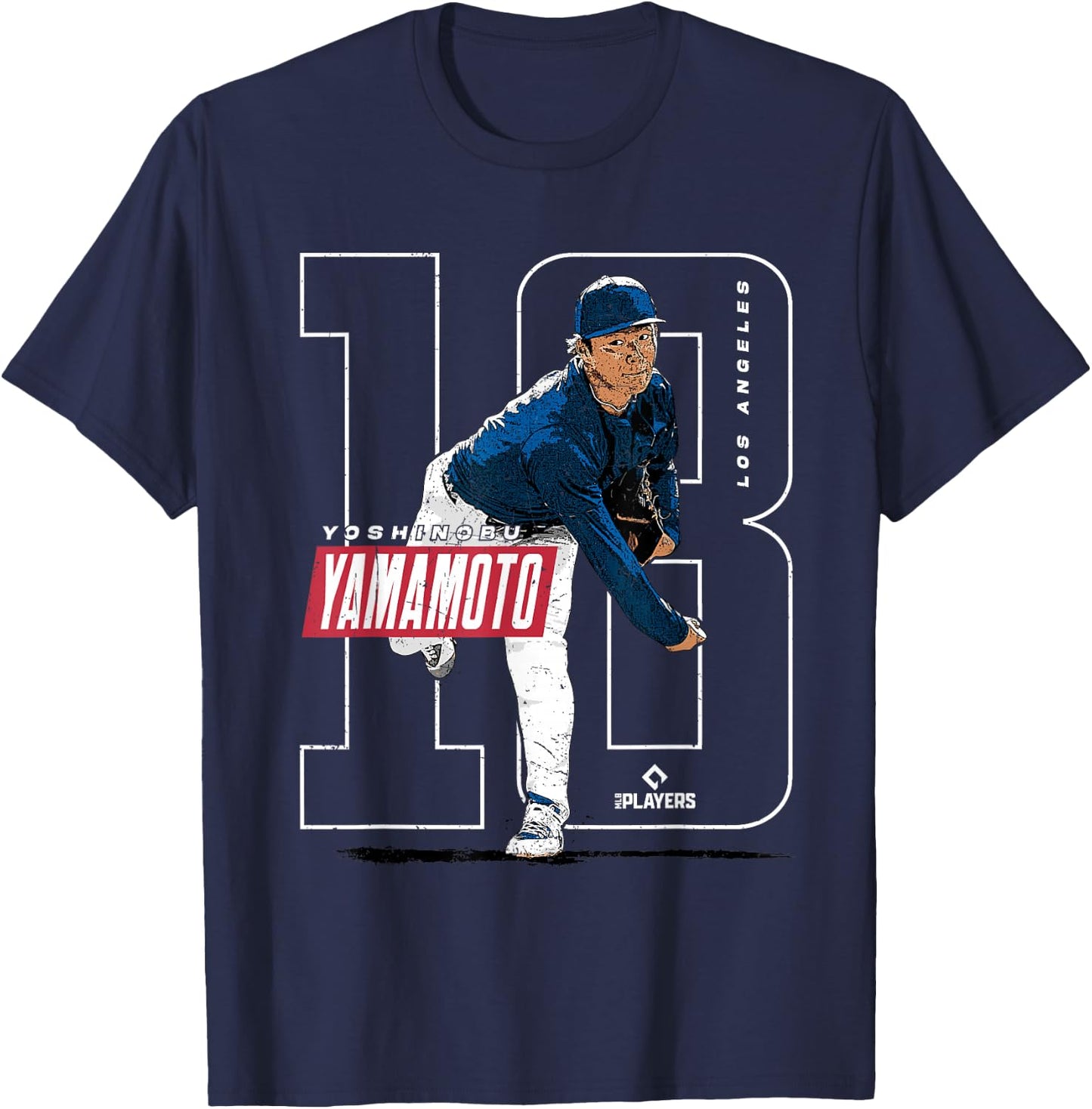 Yoshinobu Yamamoto | Los Angeles MLB Player | MLBYAM3004 T-Shirt - T-Shirt | Navy