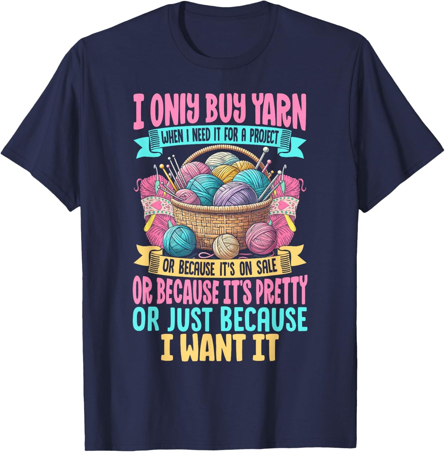 Funny Knitting Yarn Art Girls Crochet Lovers T-Shirt - T-Shirt | Navy