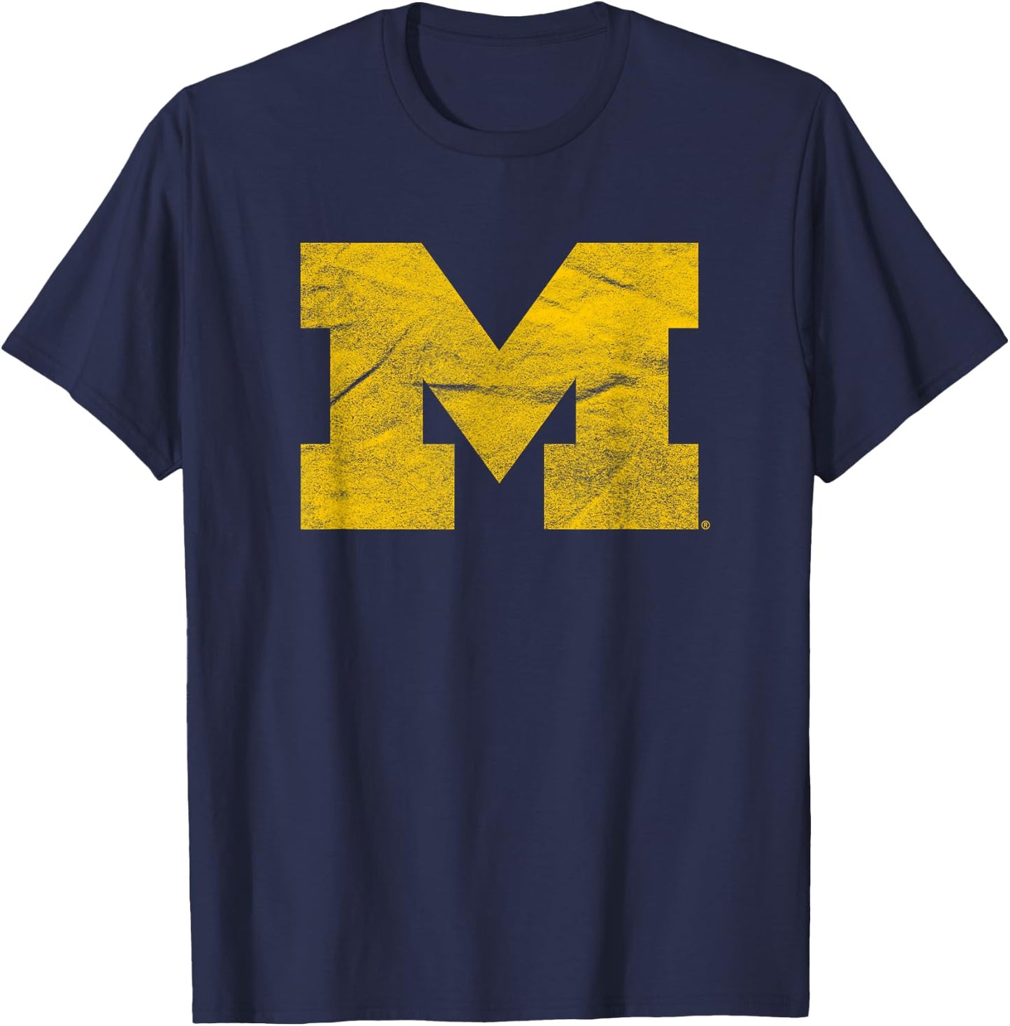 University of Michigan Wolverines U of M Distressed Primary T-Shirt - T-Shirt | Navy