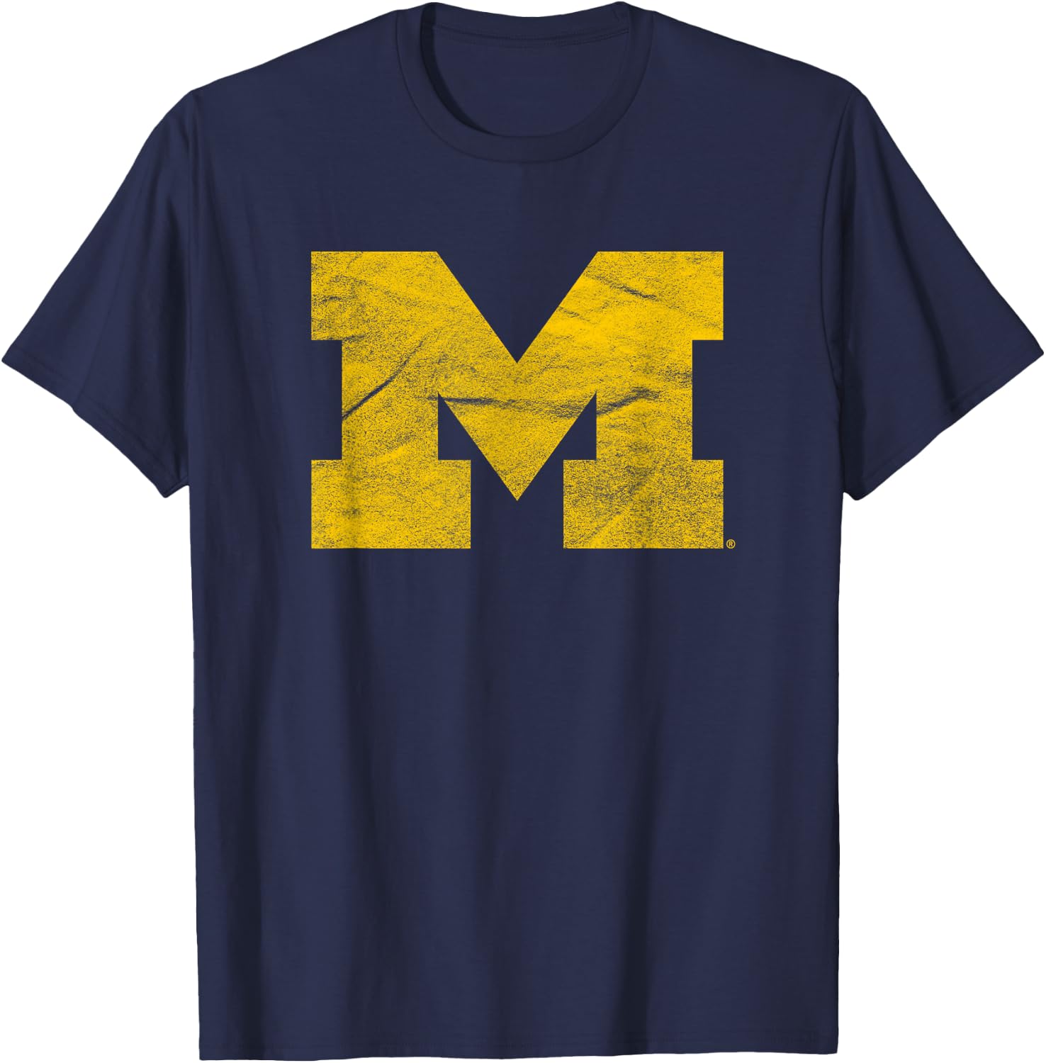 University of Michigan Wolverines U of M Distressed Primary T-Shirt - T-Shirt | Navy
