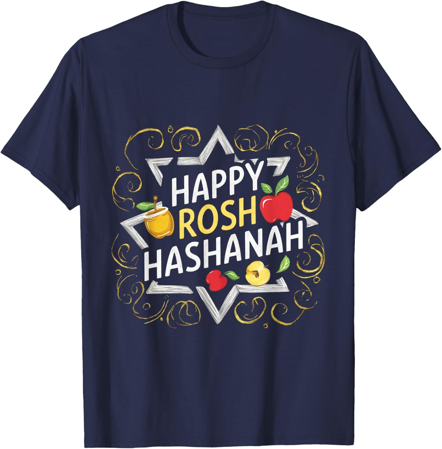 Happy Rosh Hashanah Festive Jewish Celebration Rosh Hashana T-Shirt - T-Shirt | Navy