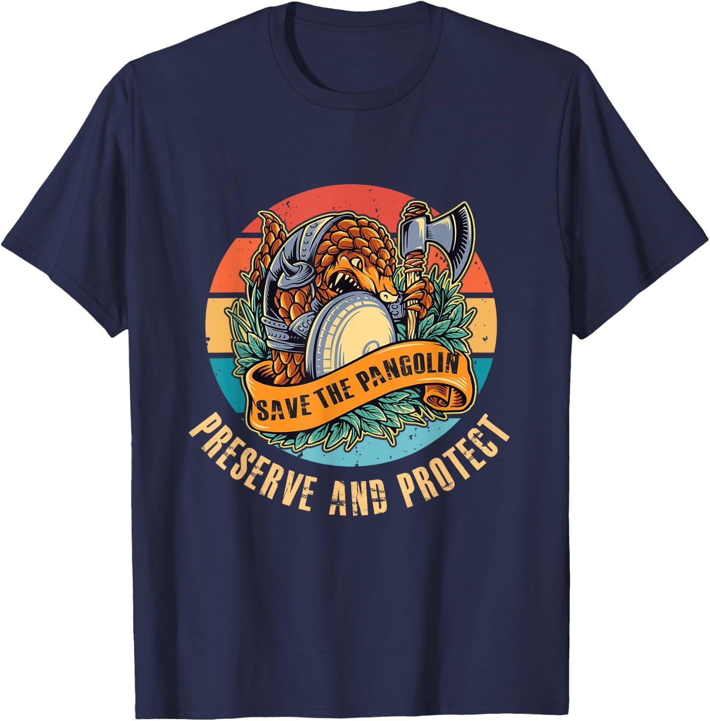 Pangolin warrior Wildlife Conservation Save The Pangolin T-Shirt - T-Shirt | Navy