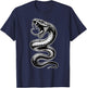 Snake Serpent Coil Cobra Venom Blackwork T-Shirt - T-Shirt | Navy