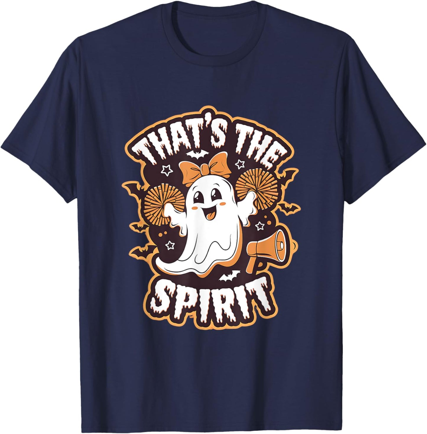 Spooky Cheerleader Ghost Halloween Costume Cheer Mom Spirit T-Shirt - T-Shirt | Navy