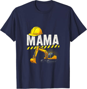 Mama - Funny Excavator Construction Family T-Shirt - T-Shirt | Navy