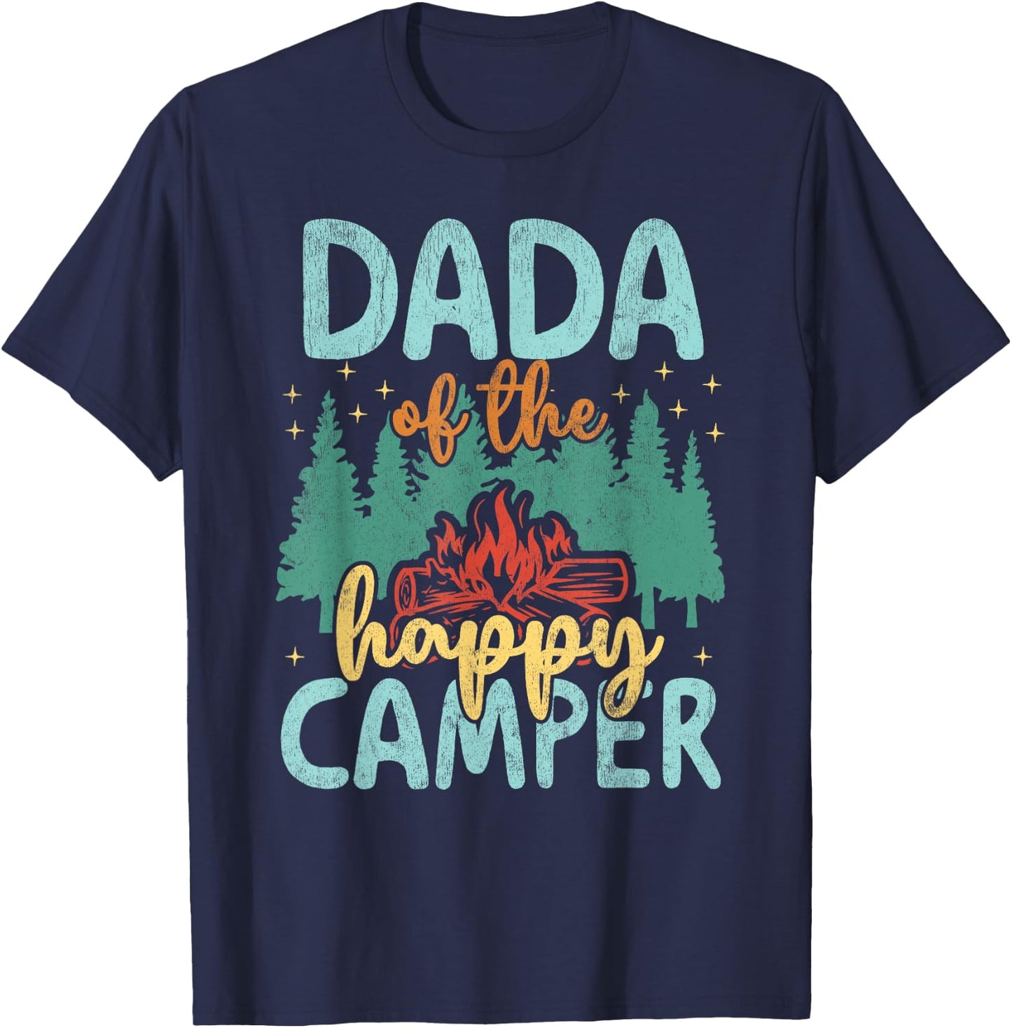 Dada of Happy Camper 1st Birthday Party Retro Dada T-Shirt - T-Shirt | Navy
