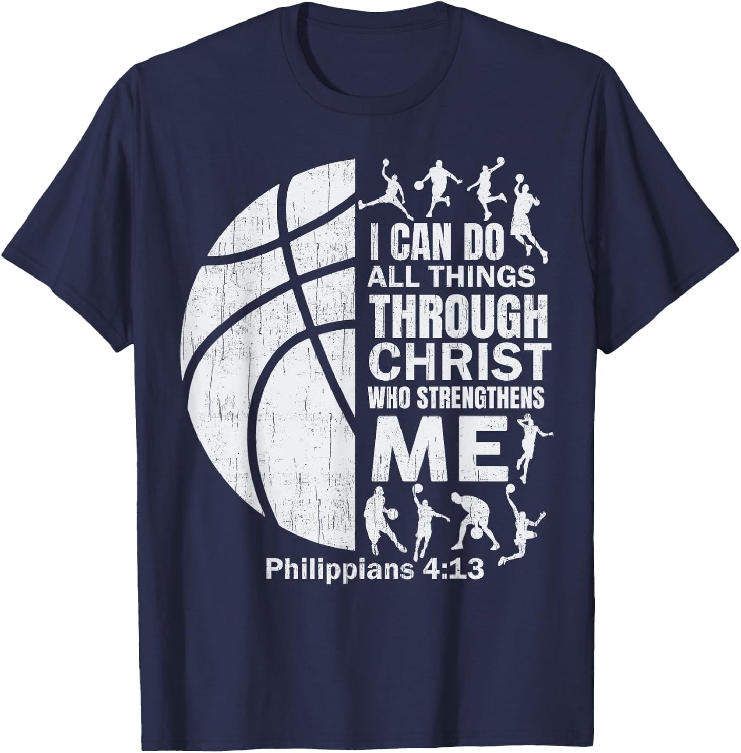 Christian Basketball T Shirt Christ Bible Verse Boys Teen T-Shirt - T-Shirt | Navy
