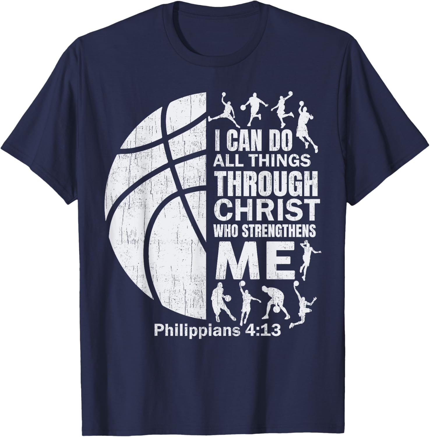 Christian Basketball T Shirt Christ Bible Verse Boys Teen T-Shirt - T-Shirt | Navy