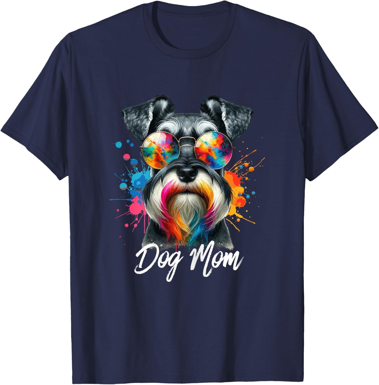 Miniature Schnauzer Owners Dog Mom or Dog lovers Dog pop art T-Shirt - T-Shirt | Navy