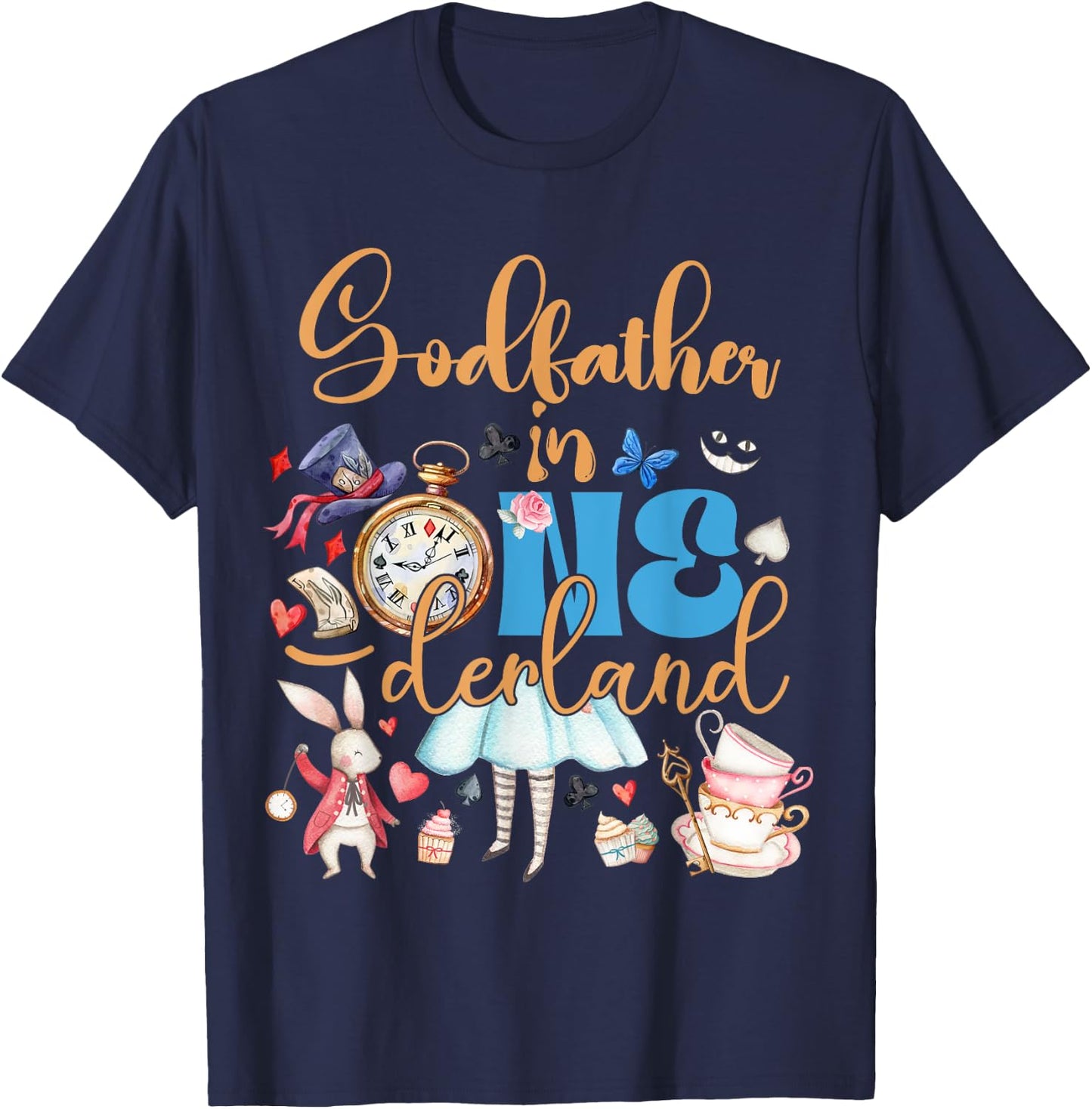 Alice Godfather in ONEderland Birthday Family T-Shirt - T-Shirt | Navy