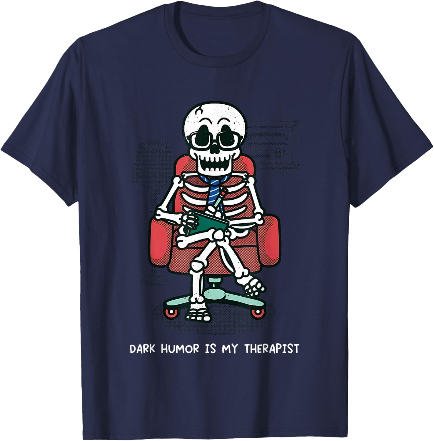 Dark Humor Is My Therapist T-Shirt - T-Shirt | Navy