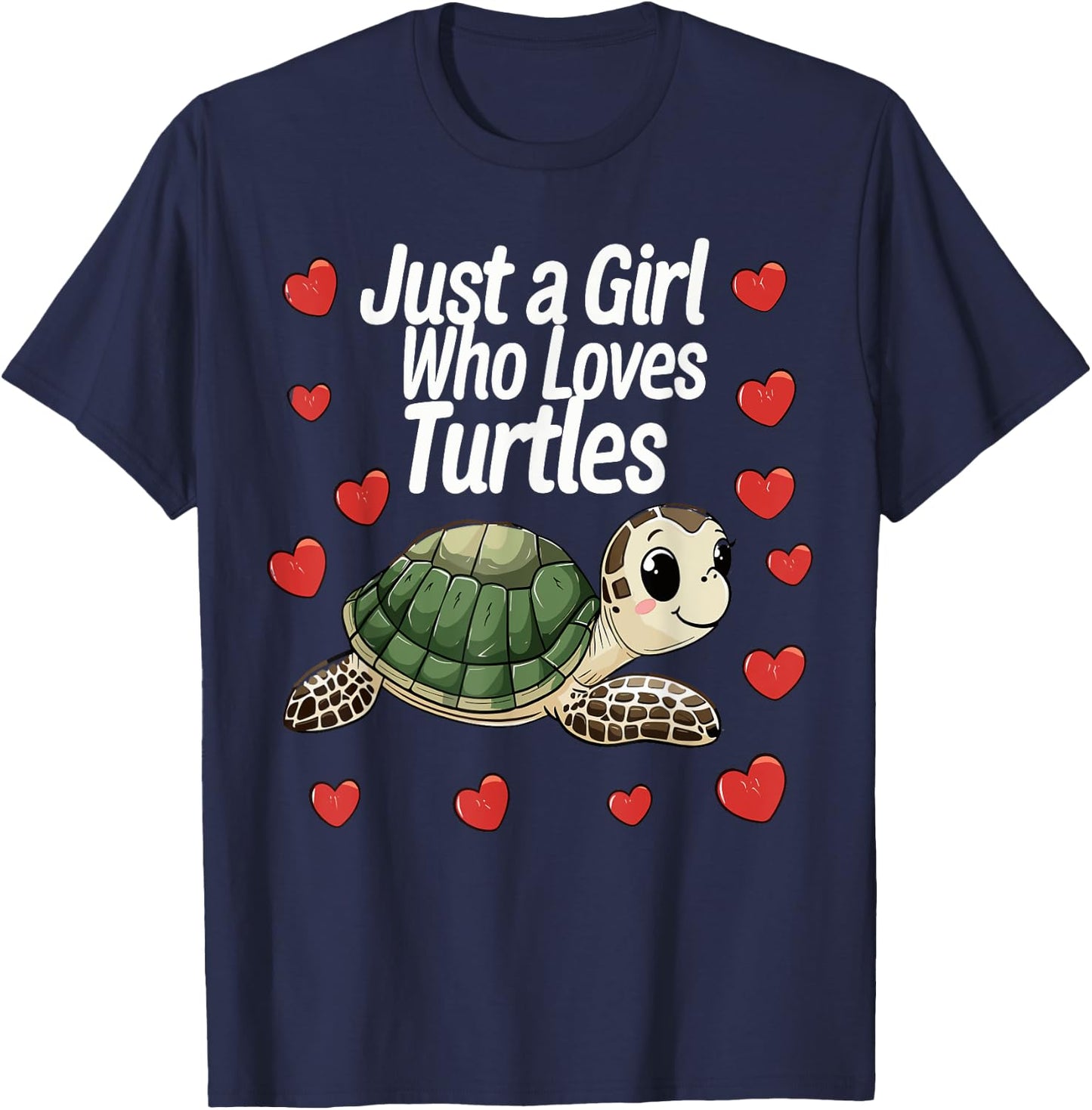Cute Turtle Lovers Gift Just A Girl Who Loves Turtles T-Shirt - T-Shirt | Navy