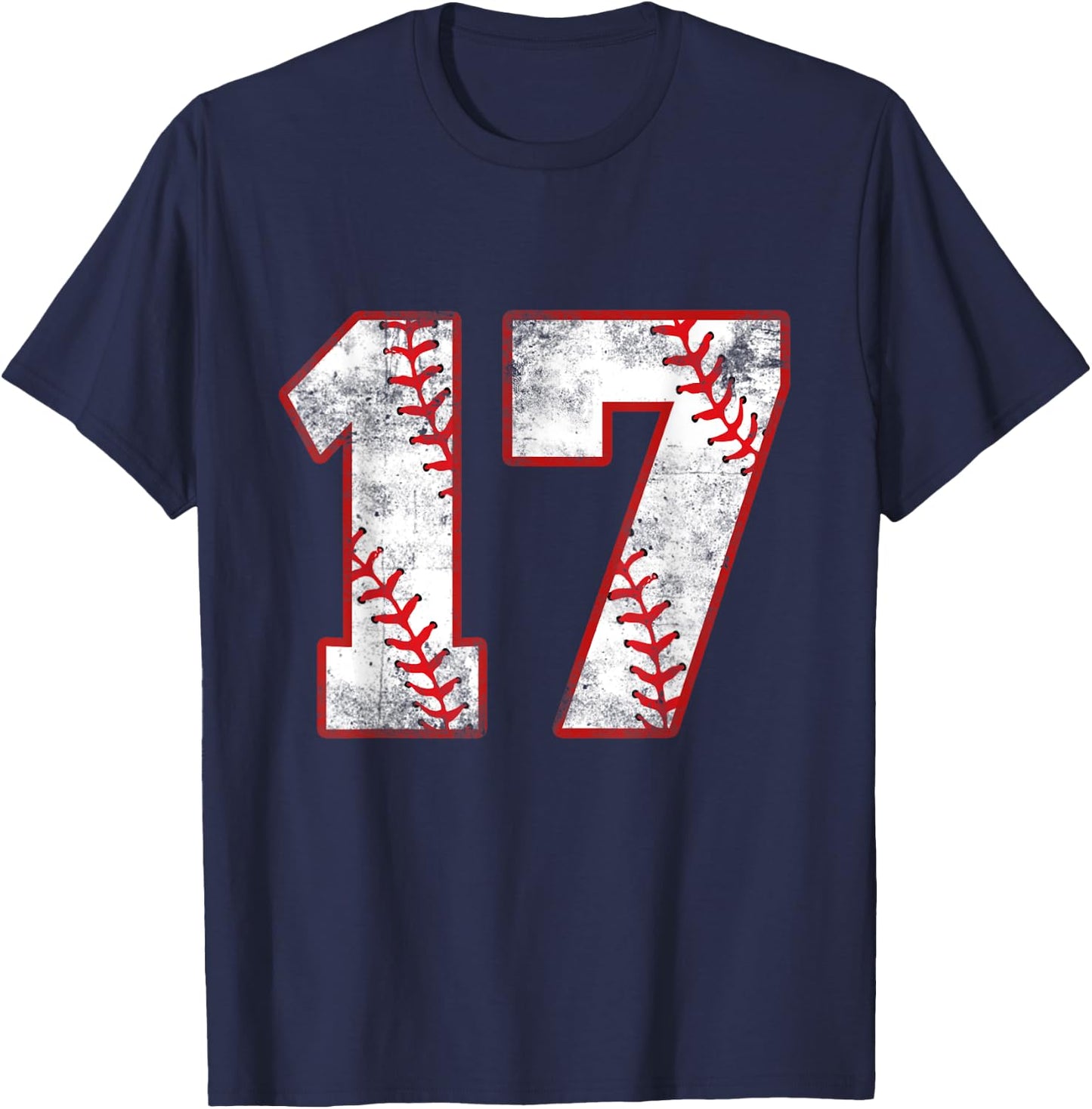 17 Year Old Baseball Player Sports 17 Jersey 17th Birthday T-Shirt - T-Shirt | Navy