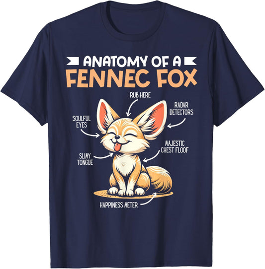 Anatomy Of A Fennec Fox Lover Fennec Fox Art Wild Animals T-Shirt - T-Shirt | Navy