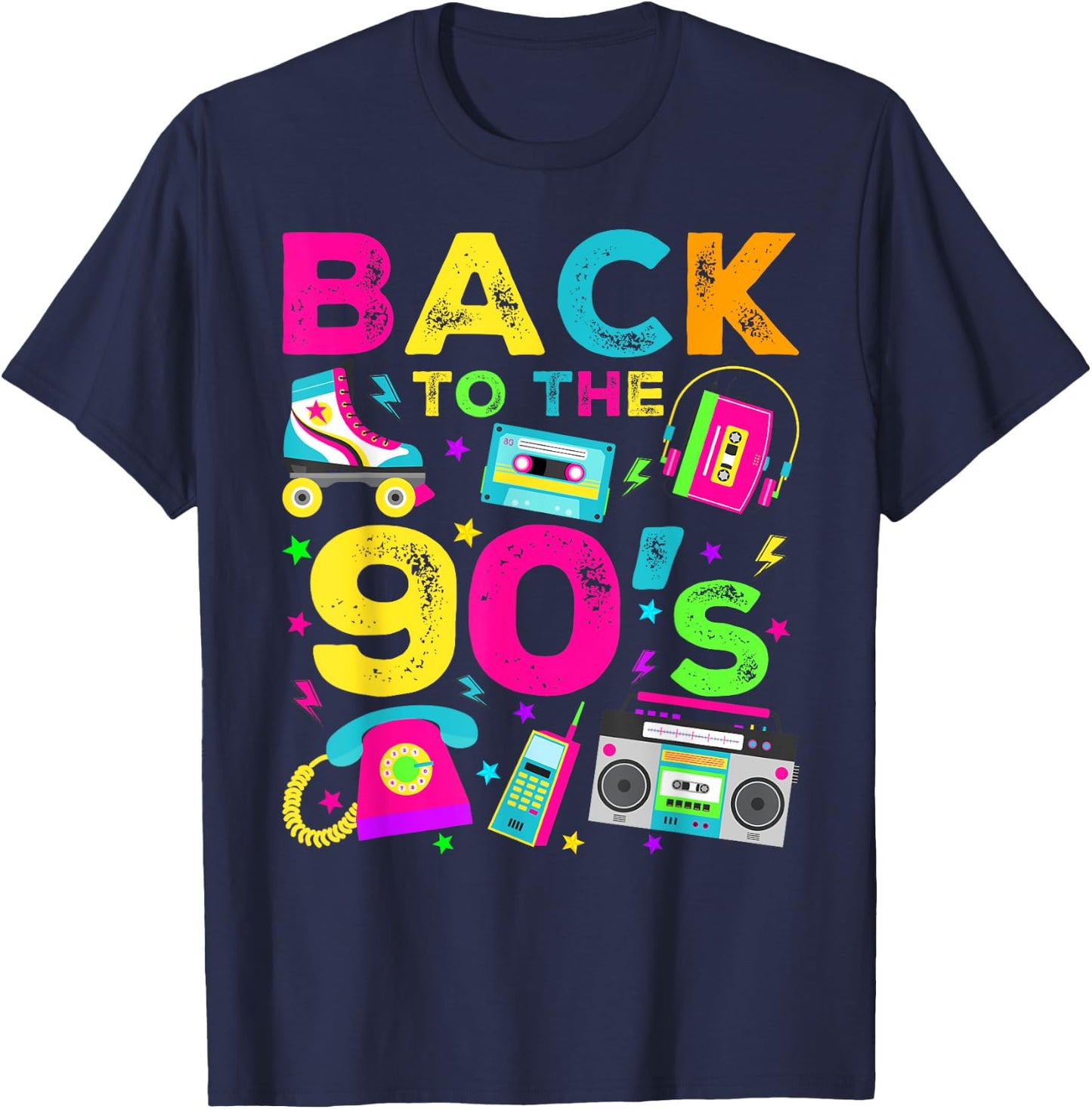 Back To 90's 1990s Vintage Style Nineties Retro Party T-Shirt - T-Shirt | Navy