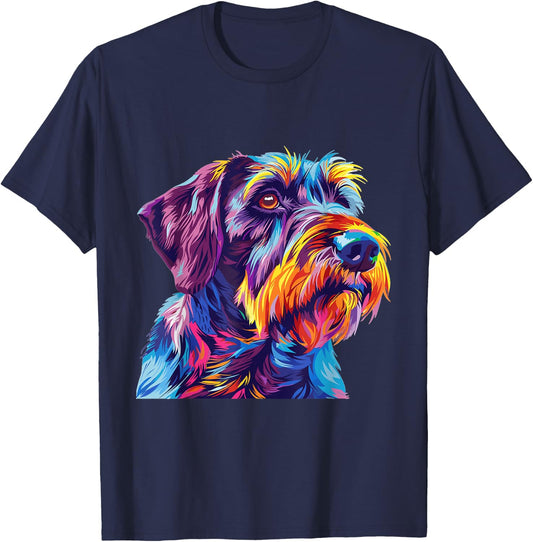 German Wirehaired Pointer Pop Art Dog Breed Graphic T-Shirt - T-Shirt | Navy