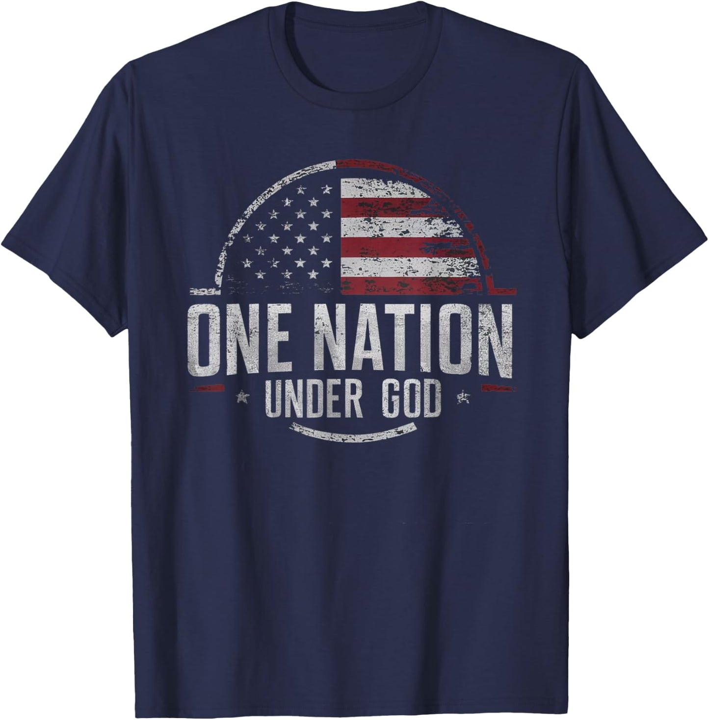 Patriotic One Nation Under God American Flag Design Men T-Shirt - T-Shirt | Navy