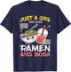 Just A Girl Who Loves Ramen And Boba Bubble Tea Japanese T-Shirt - T-Shirt | Navy