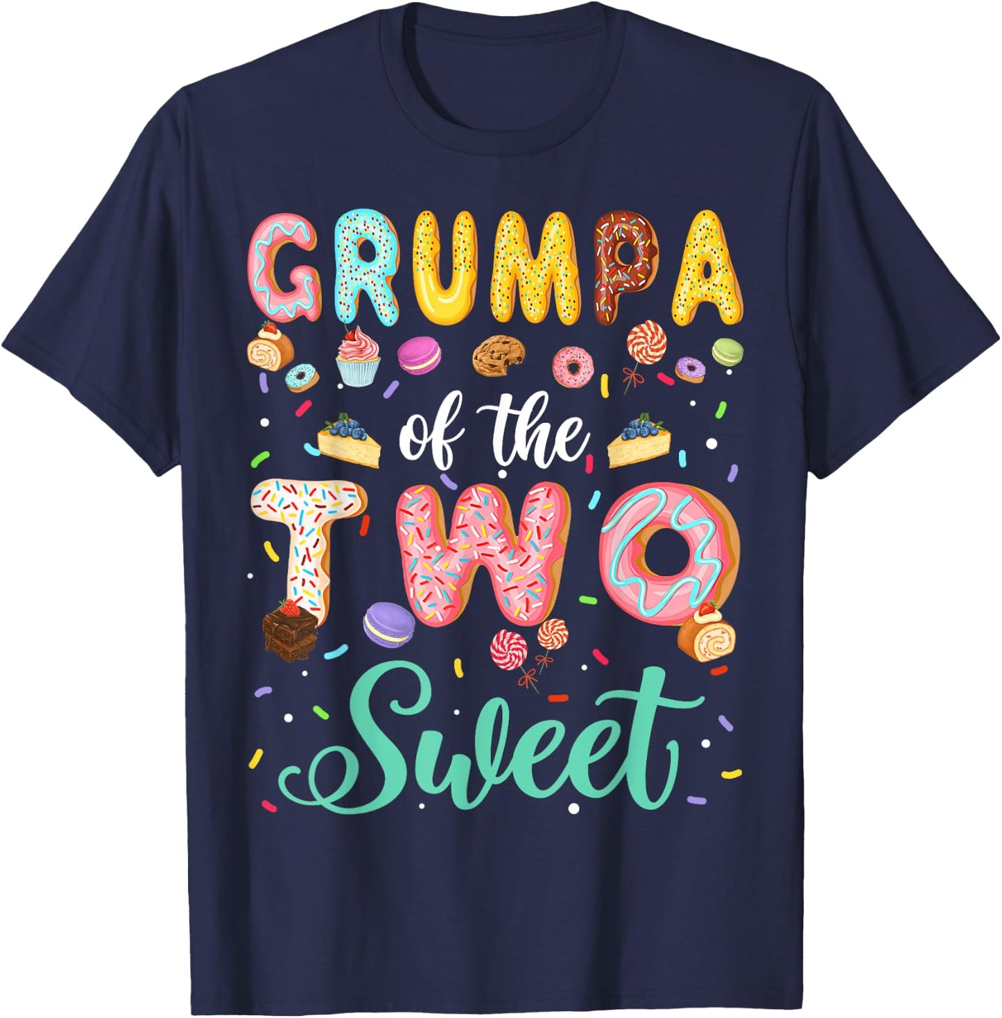 Grumpa Of The Two Sweet Birthday Girl Donut Lover T-Shirt - T-Shirt | Navy