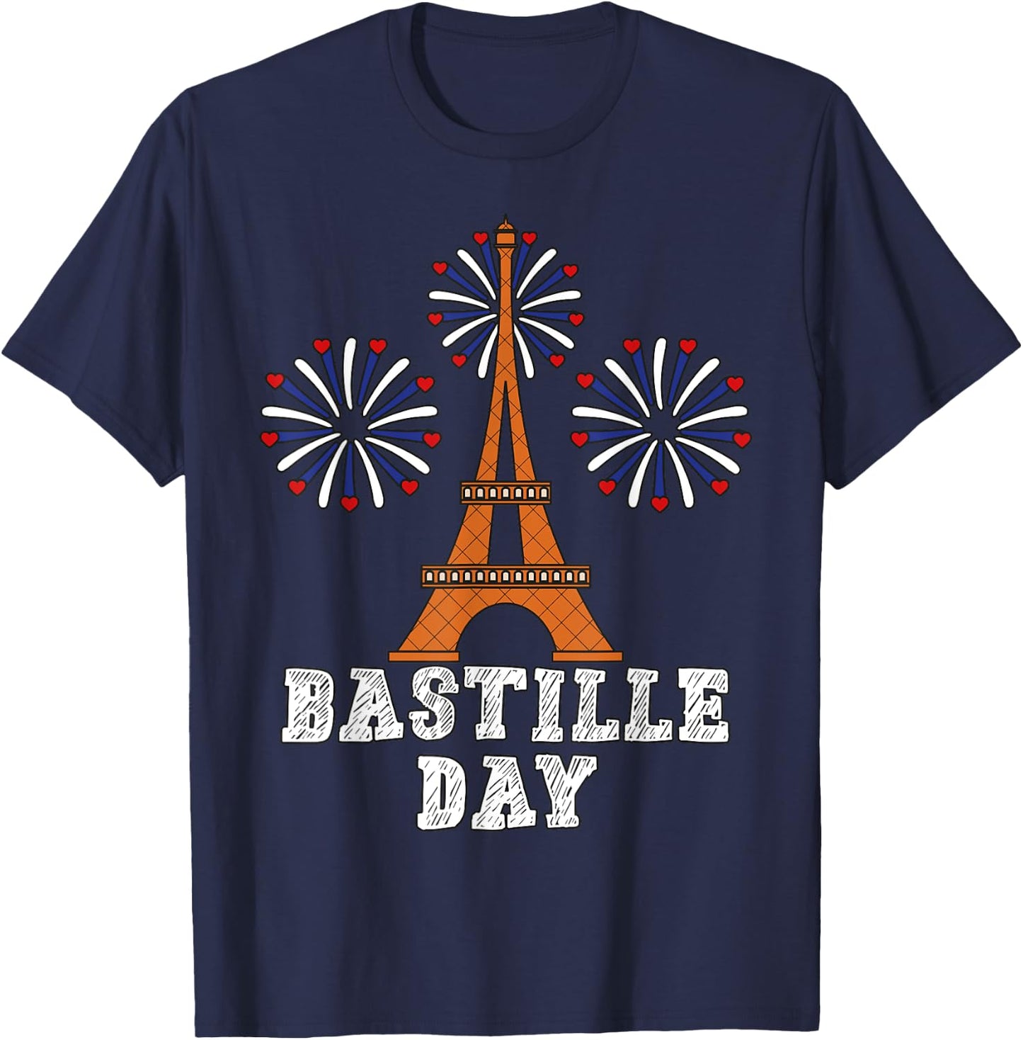 Bastille Day French Flag Eiffel Tower Firecracker 14th July T-Shirt - T-Shirt | Navy