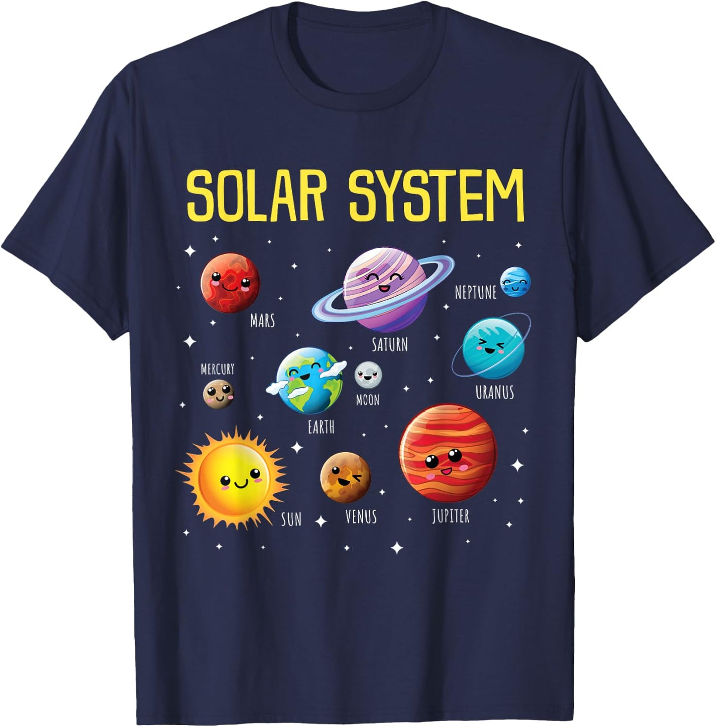 Solar System Shirt Colorful Space Planets Educational Kids T-Shirt - T-Shirt | Navy