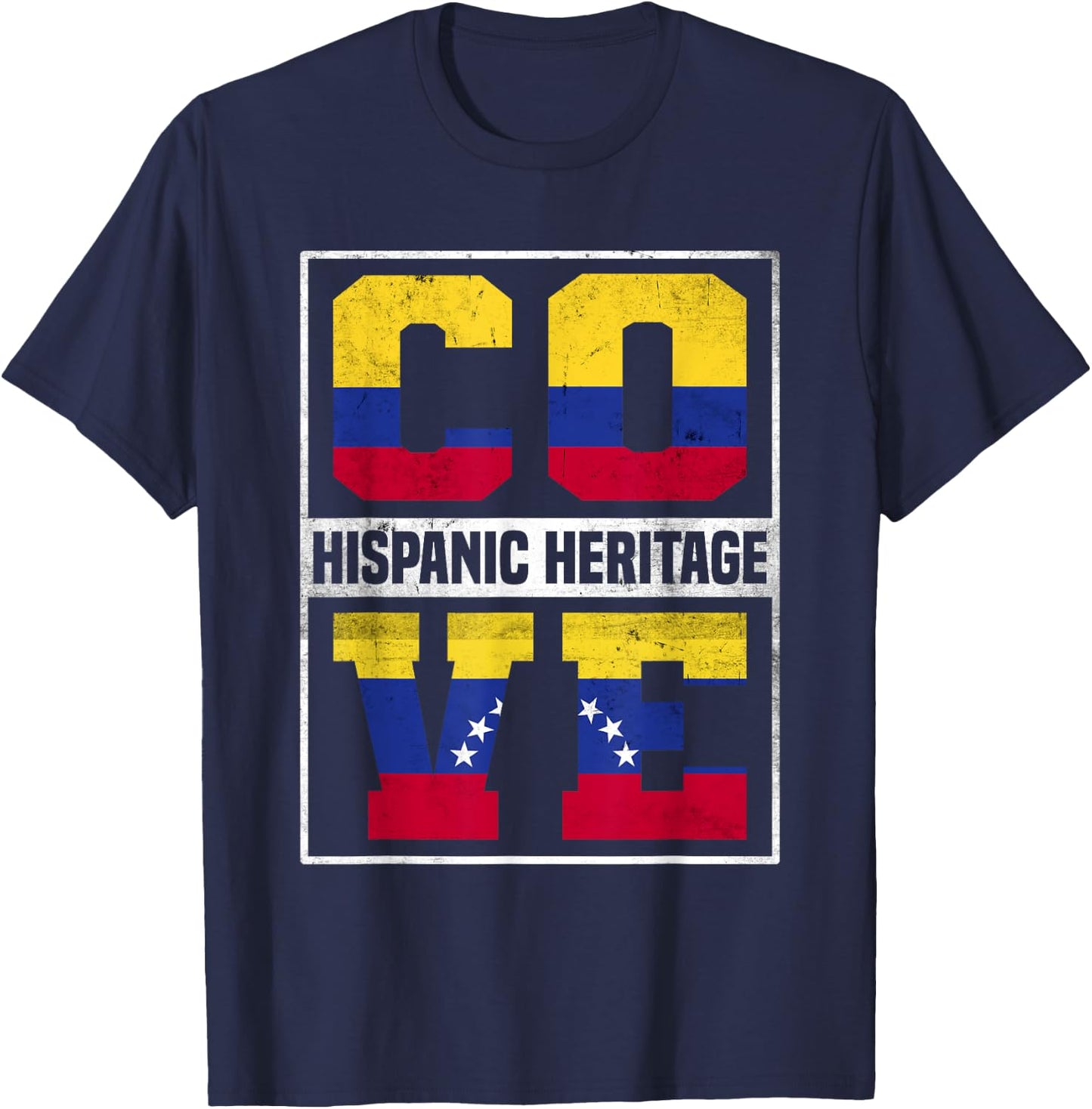 Proud Colombian Venezuelan Hispanic Heritage Month T-Shirt - T-Shirt | Navy