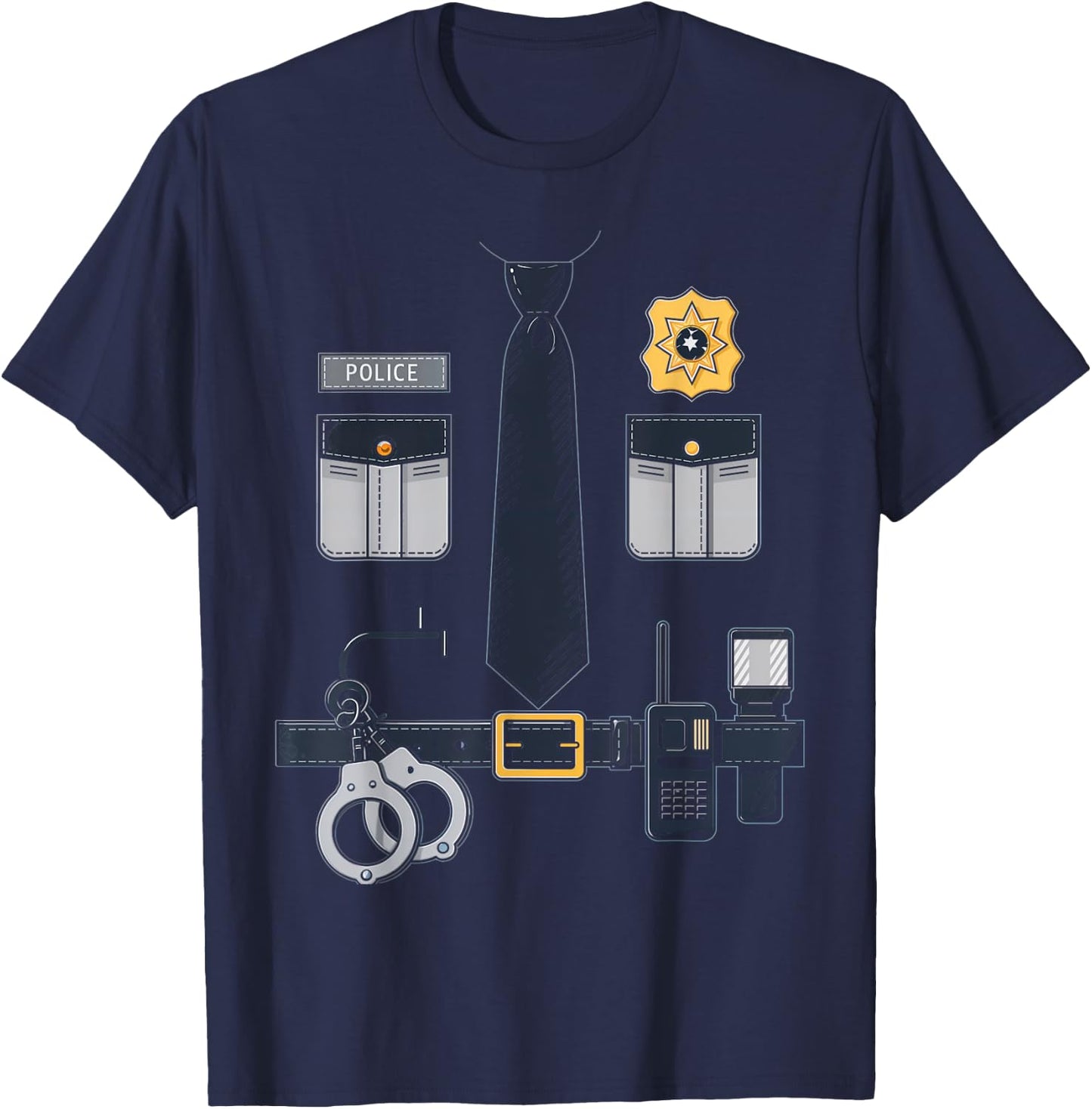 Police Officer Costume Police Badge Cop Halloween T-Shirt - T-Shirt | Navy