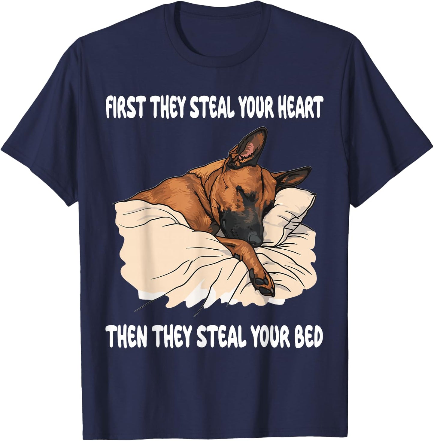 Belgian Malinois Sleeping Pajamas Nightgown T-Shirt - T-Shirt | Navy