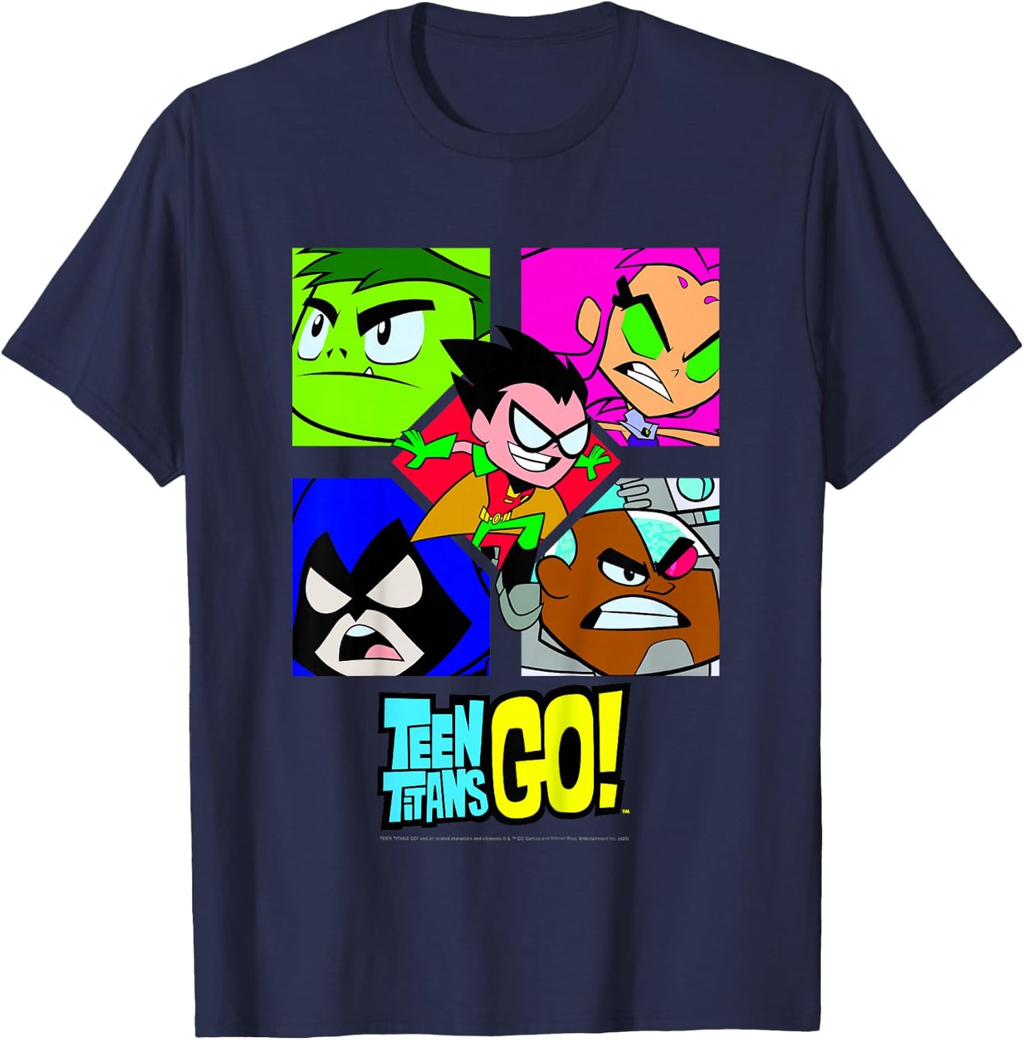 Kids DC Comics Teen Titans Go! Group Shot Box Up T-Shirt - T-Shirt | Navy