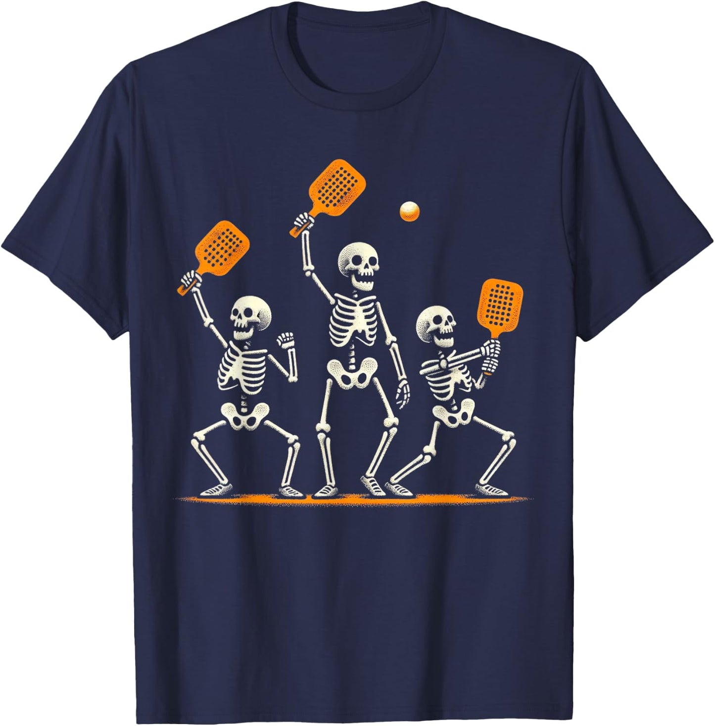 Funny Skeleton Playing Pickleball Halloween Costume Men T-Shirt - T-Shirt | Navy