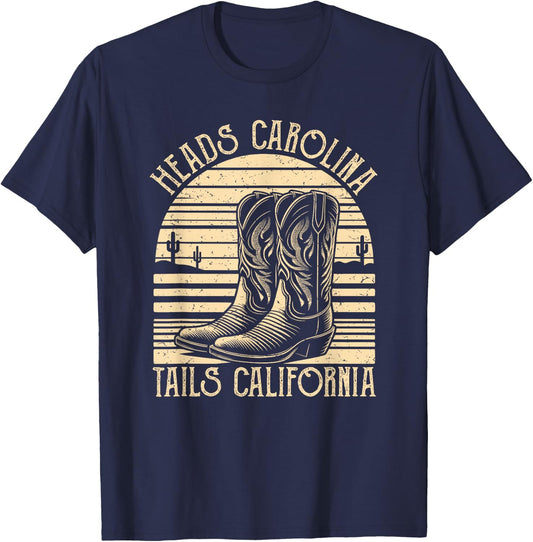 Heads Carolina Tail California Retro Vintage Country T-Shirt - T-Shirt | Navy