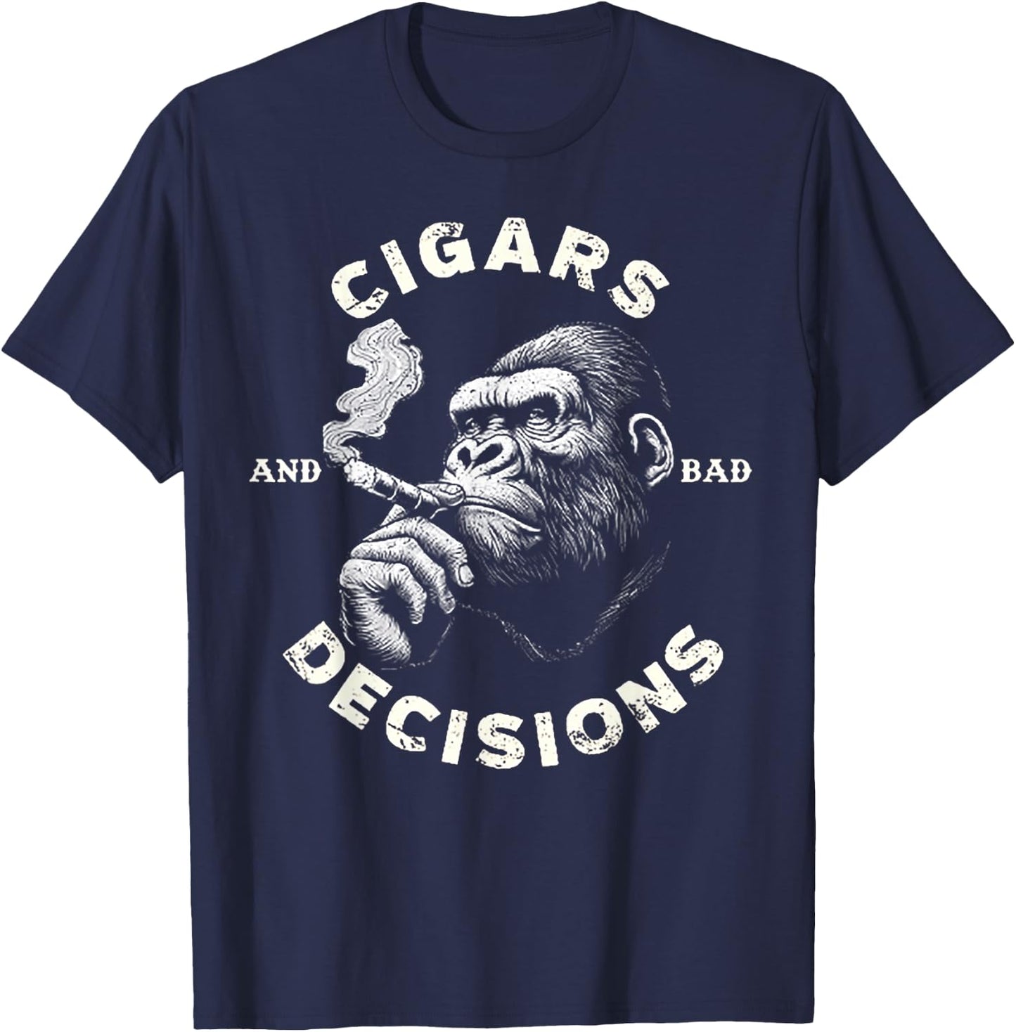 Monkey Cigars And Bad Decisions T-Shirt - T-Shirt | Navy
