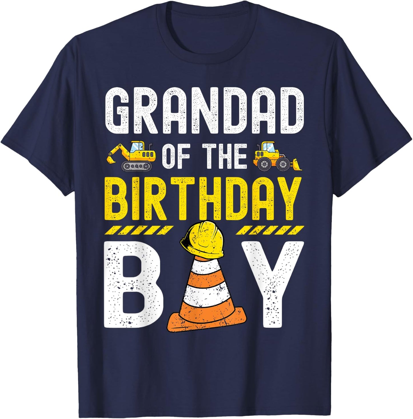 Grandad Of The Birthday Boy Construction Worker Bday T-Shirt - T-Shirt | Navy