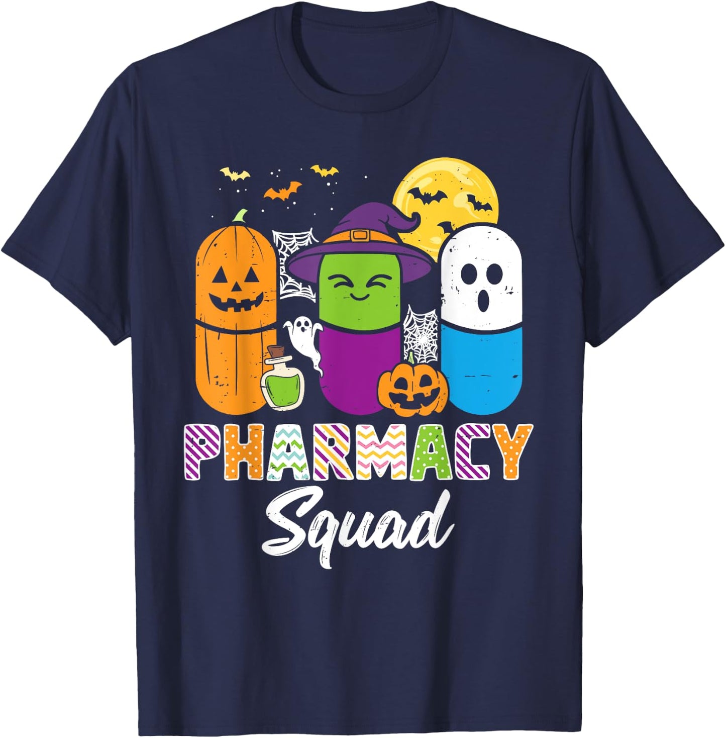 Halloween Pharmacy Squad PIlls Costume Pharmacist Women Men T-Shirt - T-Shirt | Navy