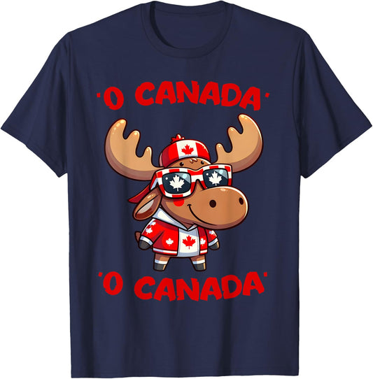 O Canada Anthem Moose Canada Day Dominion Day Canadian Flag T-Shirt - T-Shirt | Navy