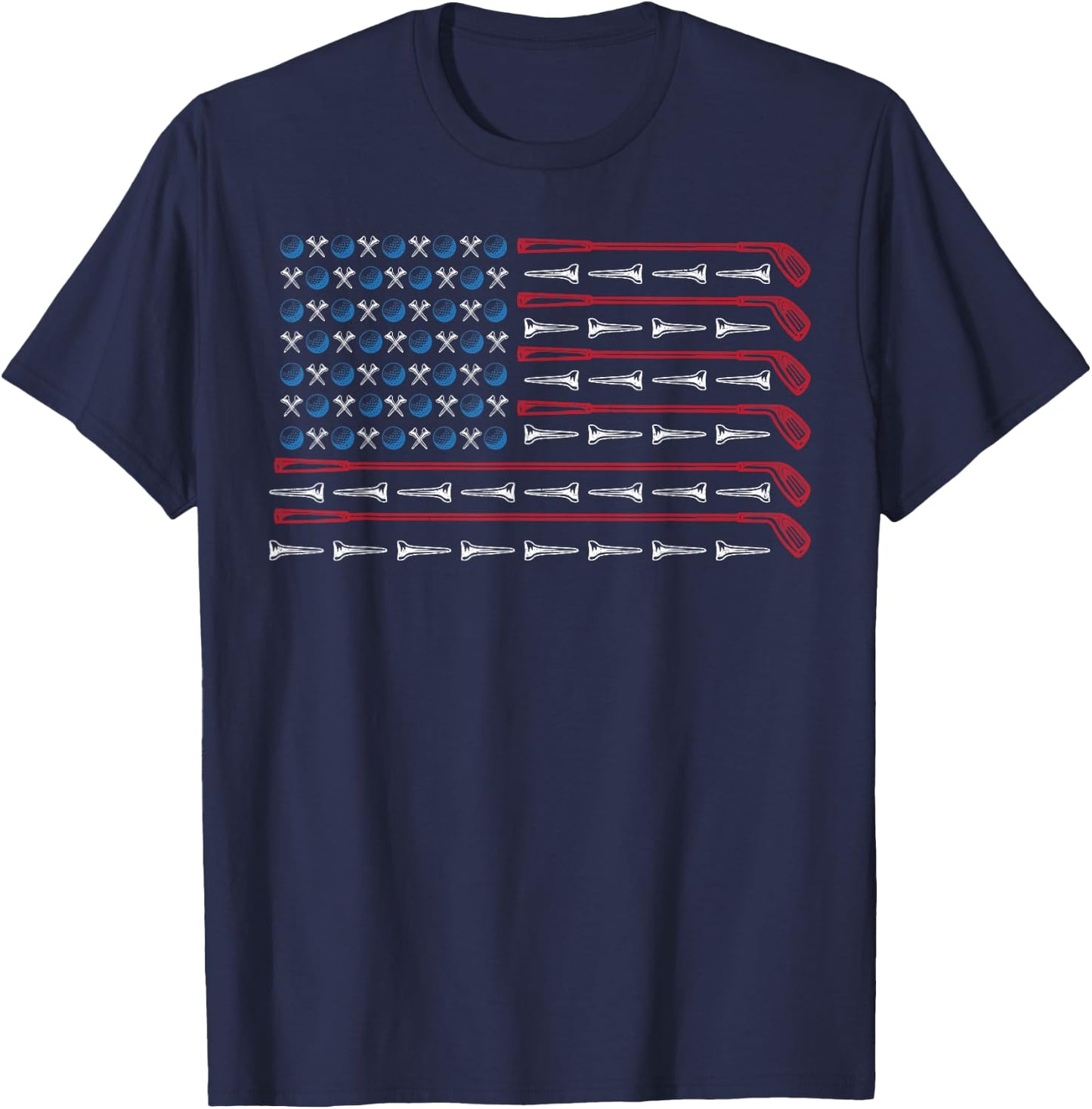 Patriotic American Golfer Flag Golf Club Golf Lover Women Kids Men T-Shirt - T-Shirt | Navy