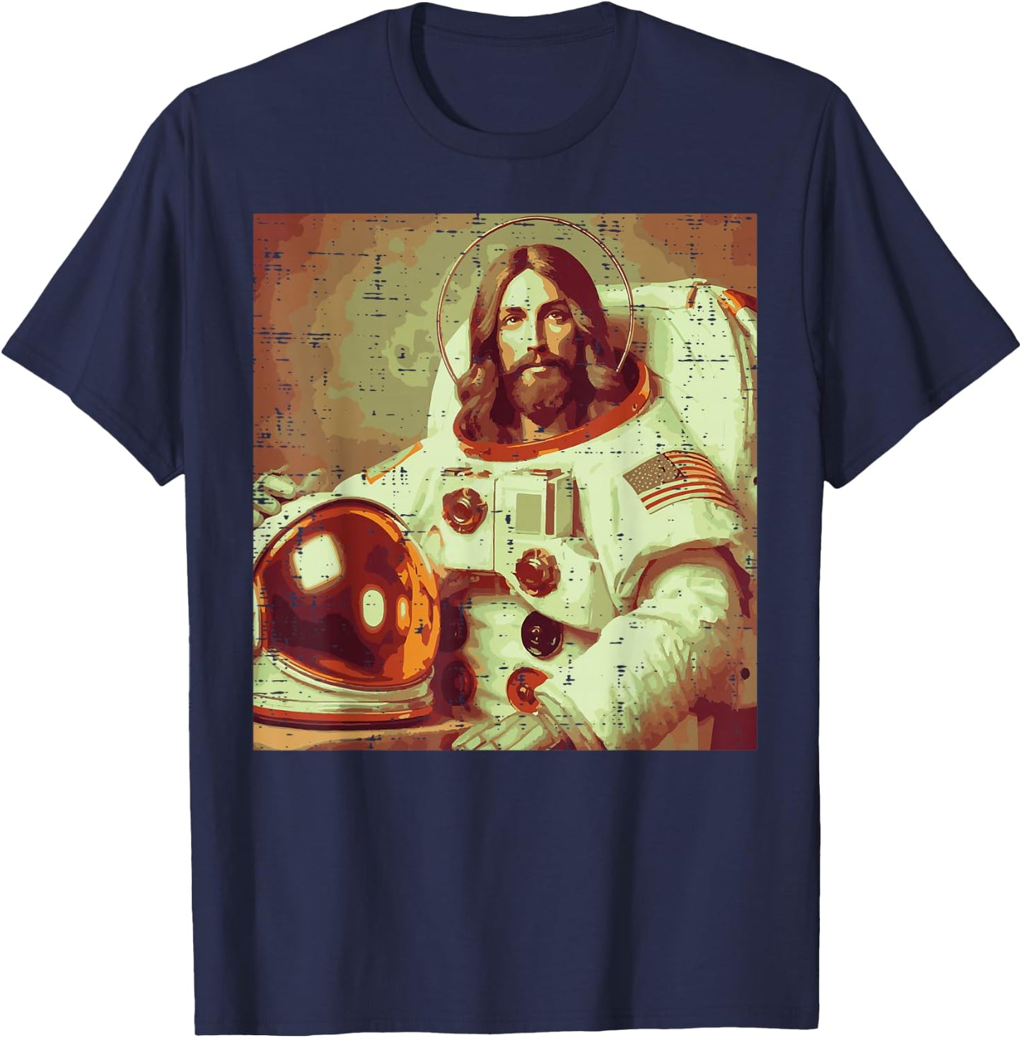 Astronaut Jesus God Space Religious Christian Men Women Kids T-Shirt - T-Shirt | Navy