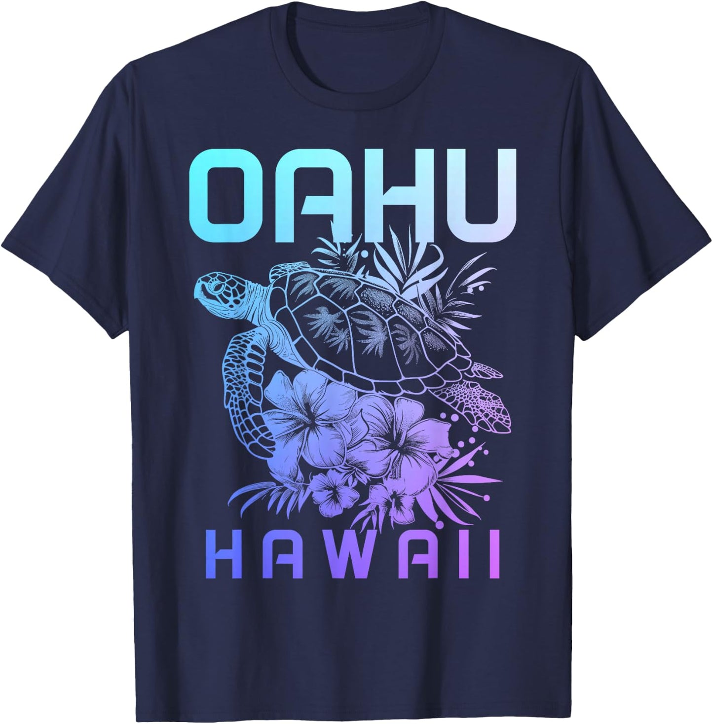 Oahu Hawaii Sea Turtle Hawaiian Surfer Souvenir T-Shirt - T-Shirt | Navy