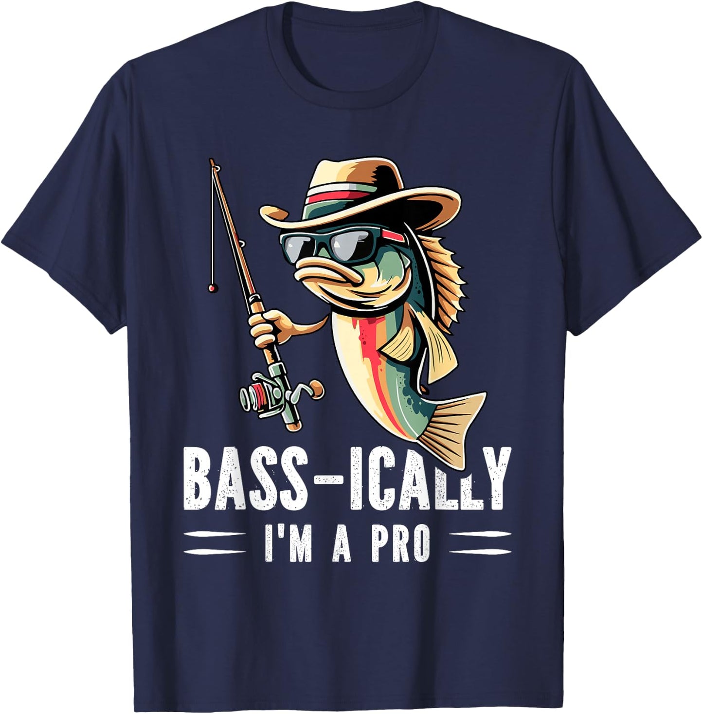 Bass-ically, I'm a Pro Bass Fishing Apparel Kids T-Shirt - T-Shirt | Navy
