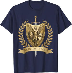 Archangel Catholic Religion Christianity Guardian Angel T-Shirt - T-Shirt | Navy