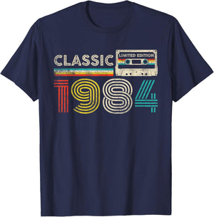 Classic 1984 Vintage 1984 Cassette Tape Men Women Birthday T-Shirt - T-Shirt | Navy