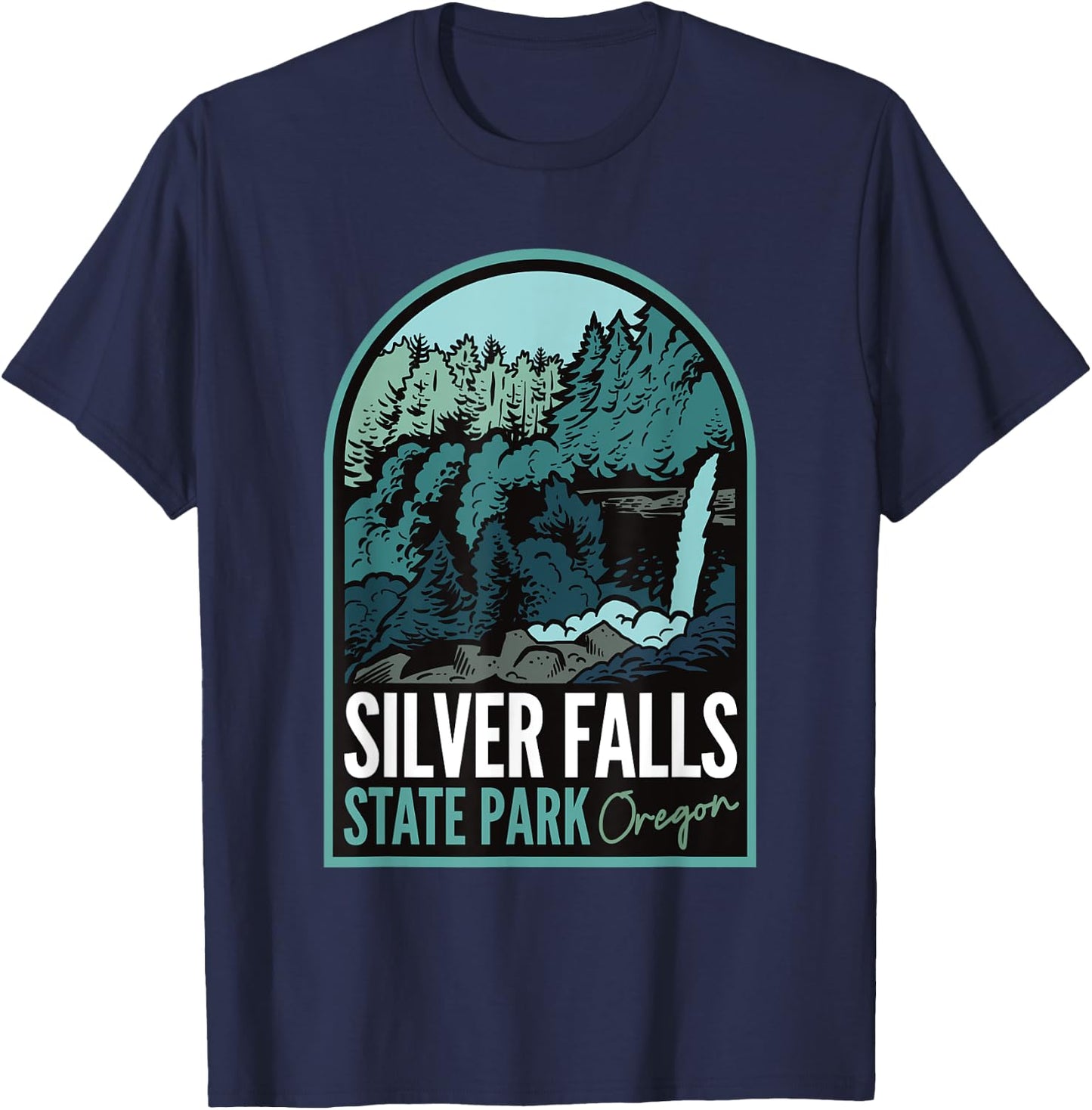 Silver Falls State Park Oregon T-Shirt - T-Shirt | Navy