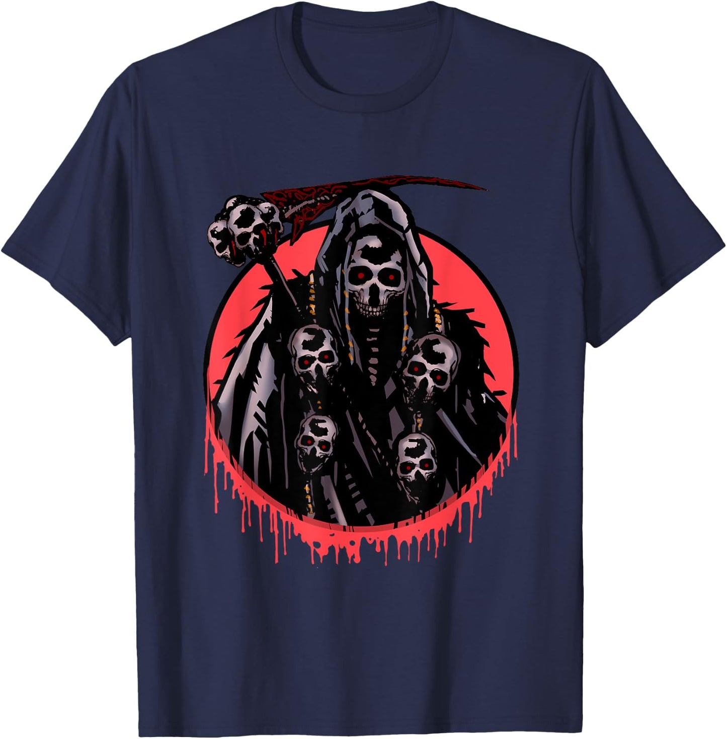 The Death Grim Reaper Skeleton Skull Death Head Halloween T-Shirt - T-Shirt | Navy