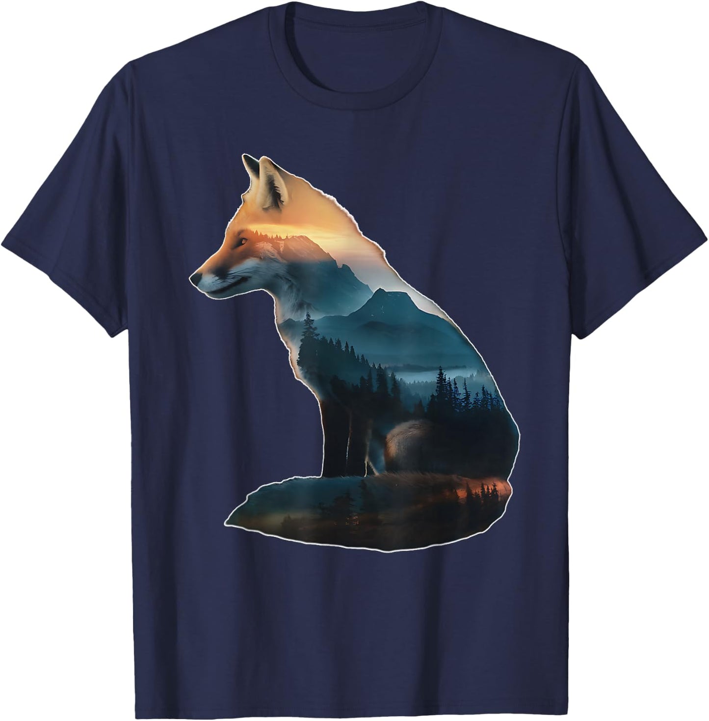 Fox Forest Nature Lover Mountains Camping Bushcraft Foxes T-Shirt - T-Shirt | Navy