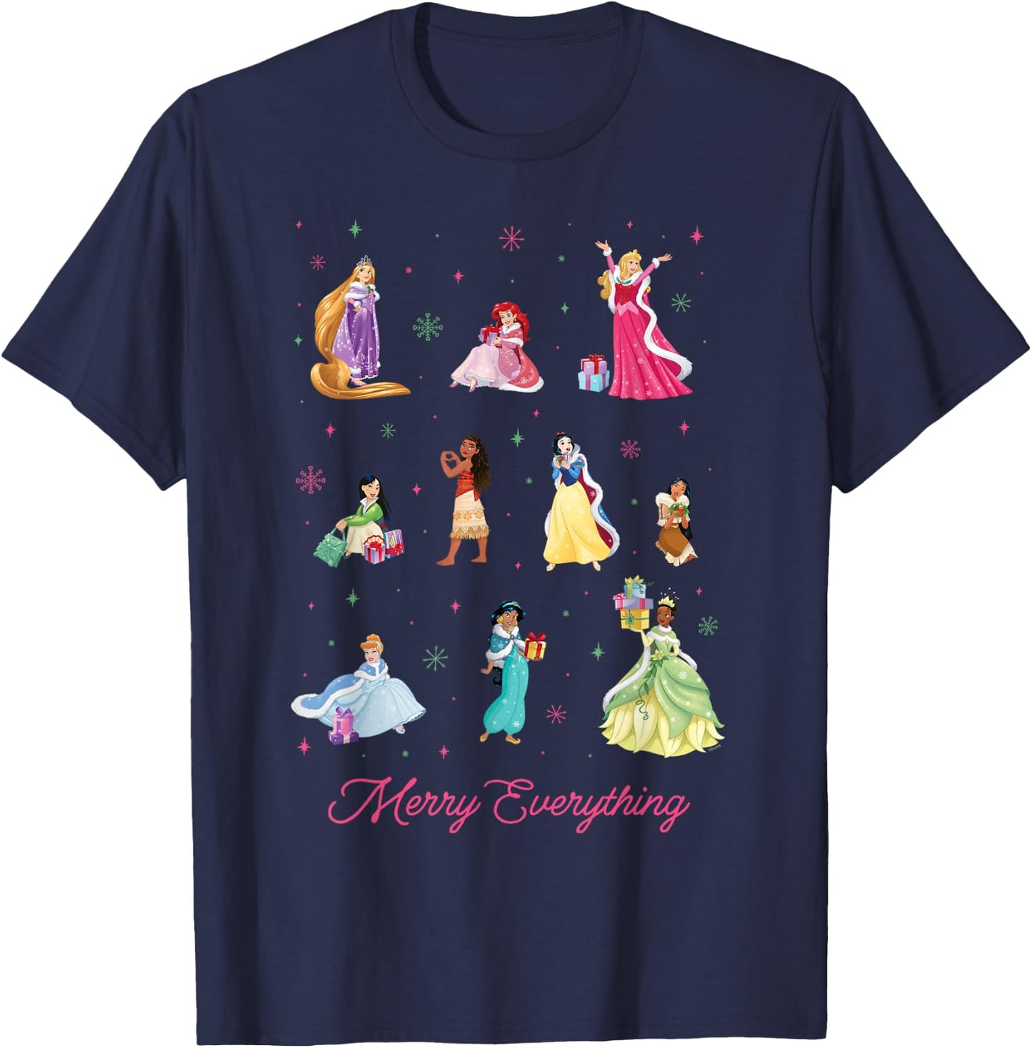 Disney Princess Winter Holiday Fashions Merry Everything T-Shirt - T-Shirt | Navy