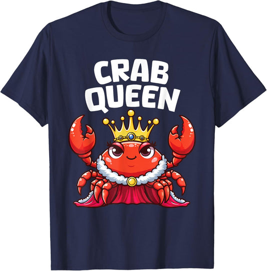 Crab Queen Funny Seafood Crab Animal Hunting Fishing Lover T-Shirt - T-Shirt | Navy